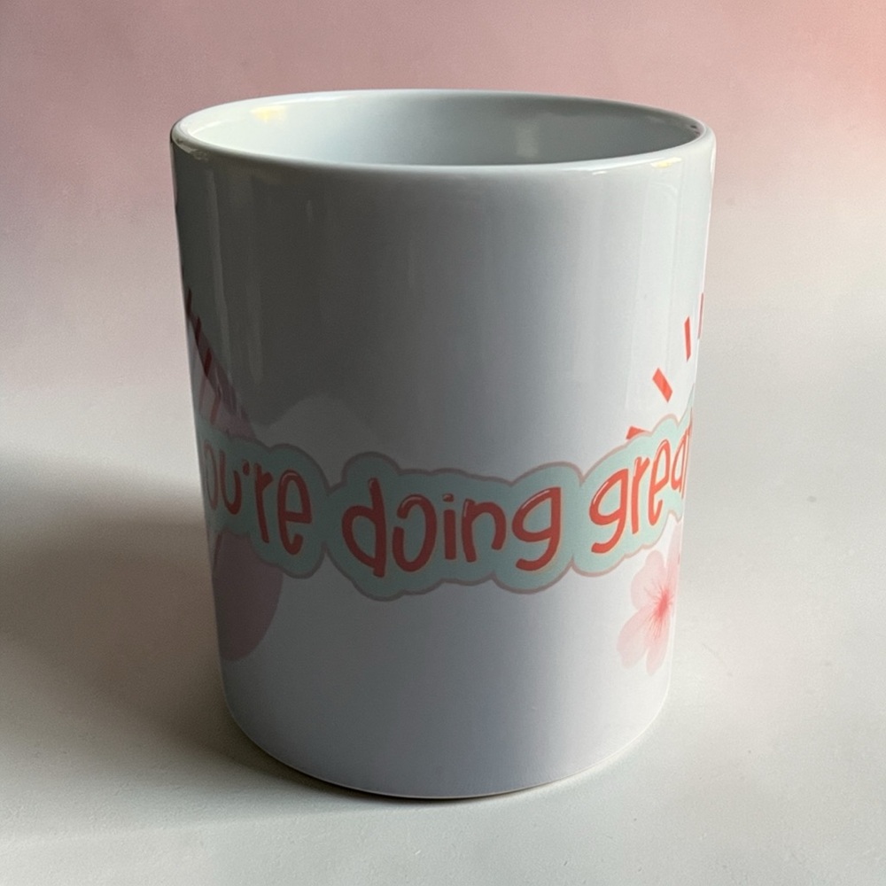 Floral White Ceramic Mug - Picture 2 of 4